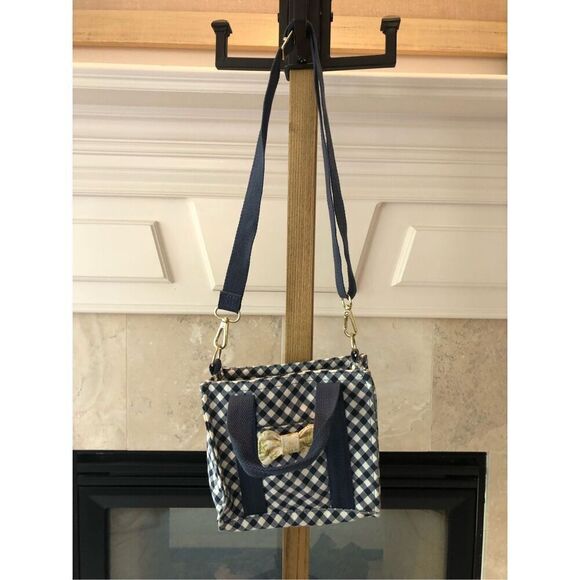 Matilda Jane Women’s or Girls Blue and White Gingham Plaid Crossbody Hand Bag - Picture 1 of 9